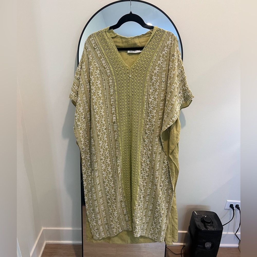 Beautiful Zara Kaftan Dress with Embroidery and Mirror Detail